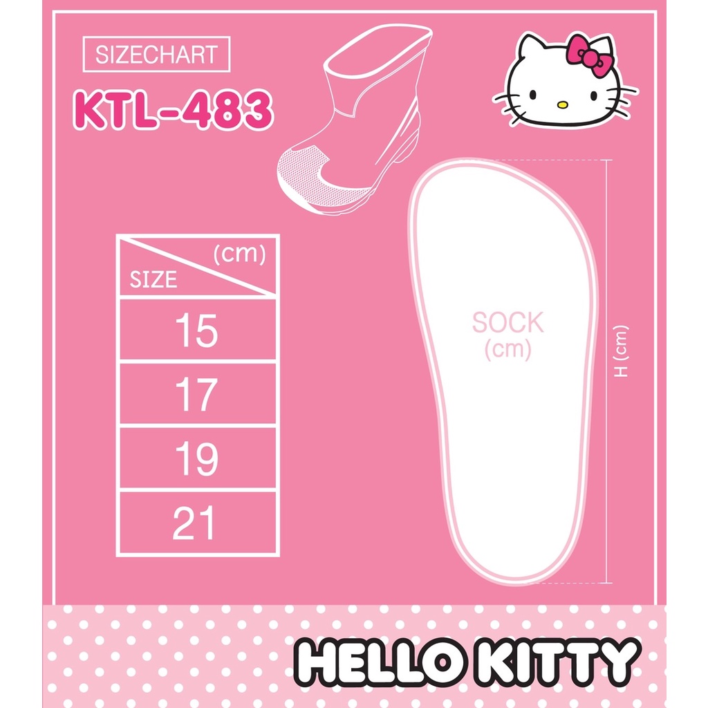 รองเท้าบูทเด็ก Hello Kitty คิตตี้ ลิขสิทธิ์แท้ รองเท้าบู๊ทเด็กผู้หญิง สีพาสเทล กันน้ำ กันฝน KTL483 - รูปที่ 5