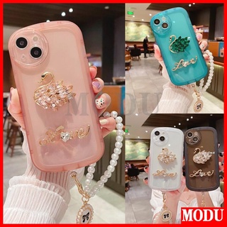 เคสโทรศัพท์มือถือ แบบนิ่ม ลายหงส์ ประดับมุก สําหรับ Samsung M33 M12 M10 J7 Pro J7 Prime J6 Prime J4 Prime J2 Prime J7 Plus J6 Plus J4 Plus