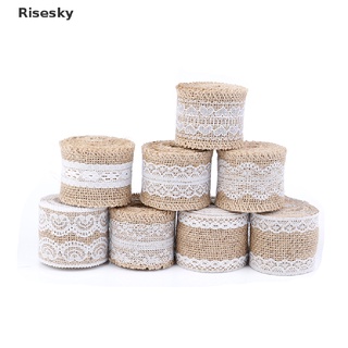 Risesky ริบบิ้นลูกไม้ สีขาว 2 เมตร ต่อม้วน สําหรับตกแต่งงานปาร์ตี้