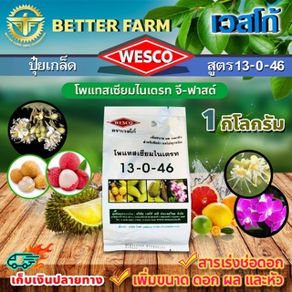 บรรจุ 1 กิโลกรัม WESCO ปุ๋ย 13-0-46 โพแทสเซียมไนเตรท จี-ฟาสต์ ปุ๋ยเกล็ด เวสโก้ สารเร่งช่อดอก เพิ่มขนาด ดอก ผล และหัว