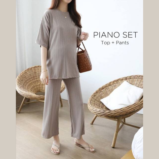 [พร้อมส่ง]🇰🇷Buying Office ชุดคลุมท้อง Piano Set (Top+Pants) ยืดหยุ่น ใส่สบาย กางเกงพยุงครรภ์ขายาว