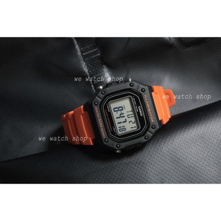 CASIO ของเเท้ CMG รุ่น W-218H-4B2VDF สีดำ สายส้ม สินค้าใหม่ ของแท้ รับประกันศูนย์ CMG