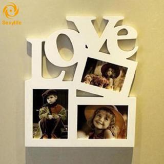 SL❤ Photo Frame Creative DIY Photo Frame Hollow Love Wooden Family Photo Picture Frames