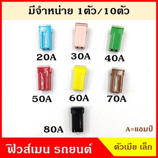 VERA ฟิวส์เมน ฟิวส์เมน ตัว เมีย เล็ก (10ชิ้น) 20A 30A 40A 50A 60A 70A 80A เล็ก MINI FEMALE ฟิวส์เสียบ ฟิวส์รถยนต์