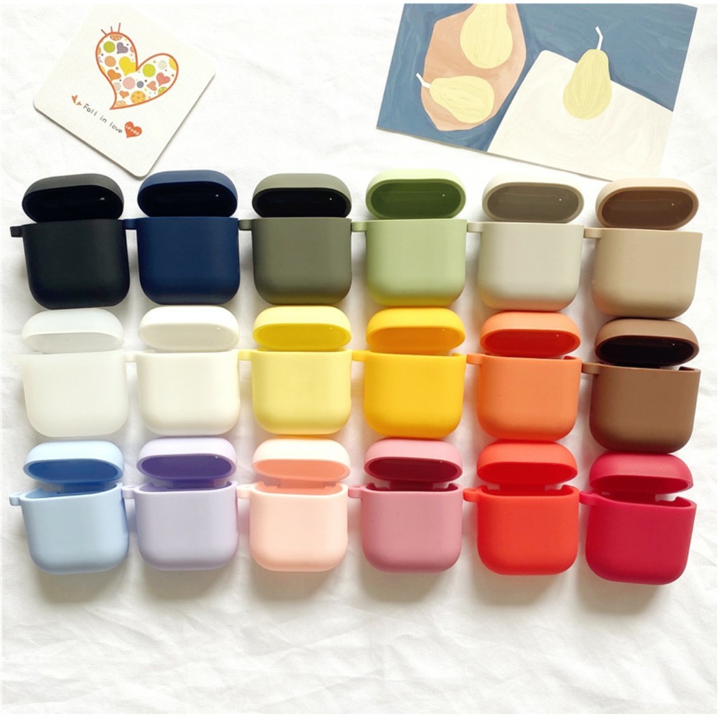 เคสสำหรับ AP1/2 ยางทำจากซิลิโคน กันกระแทก กันรอยขีดข่วน เคสสำหรับแอรพอด1/2 มีมากถึง16สี แถมห่วงทุกอัน พร้อมส่ง