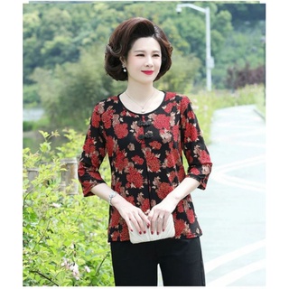 เสื้อคุณผู้หญิงแขนสามส่วน ผ้าเกาหลี 2ชั้นยืดได้ นิ่มใส่สบายไม่ยับไม่ต้องรีด 3ลายสดใส สวยเริ่ด#พร้อมส่ง#ผู้ใหญ่#ผู้หญิง