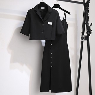 Dress Suit ชุดสูทแขนสั้น Dress Suit Camisole Sling Dress+Shirt【M-XXXXL】