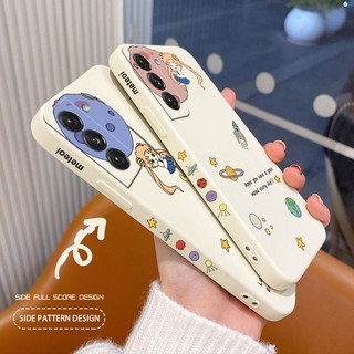 เคสโทรศัพท์สาวนักบินอวกาศ Liquid Silicone Phone Case For Samsung Galaxy S21 S20 Plus Ultra FE Shockproof Camera Lens Protection Soft Back Cover เคสมือถือ