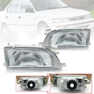 ไฟหน้า เสื้อไฟหน้า รุ่น โตโยต้า โคโรล่า TOYOTA COROLLA AE100 AE101 AE102 ปี 1992 - 1996 สีใส ลายเพชร โครมธรรมดา