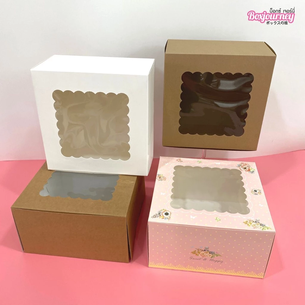 Boxjourney กล่องเค้ก 3 ปอนด์ (ทรงสูง 15 ซม.) (10 ใบ/แพ็ค)