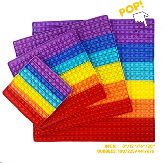 Pop It 40ซม./30ซม./20ซม.Super Size Pop It Fidget สีรุ้งซิลิโคนของเล่นสําหรับเด็ก/ผู้ใหญ่