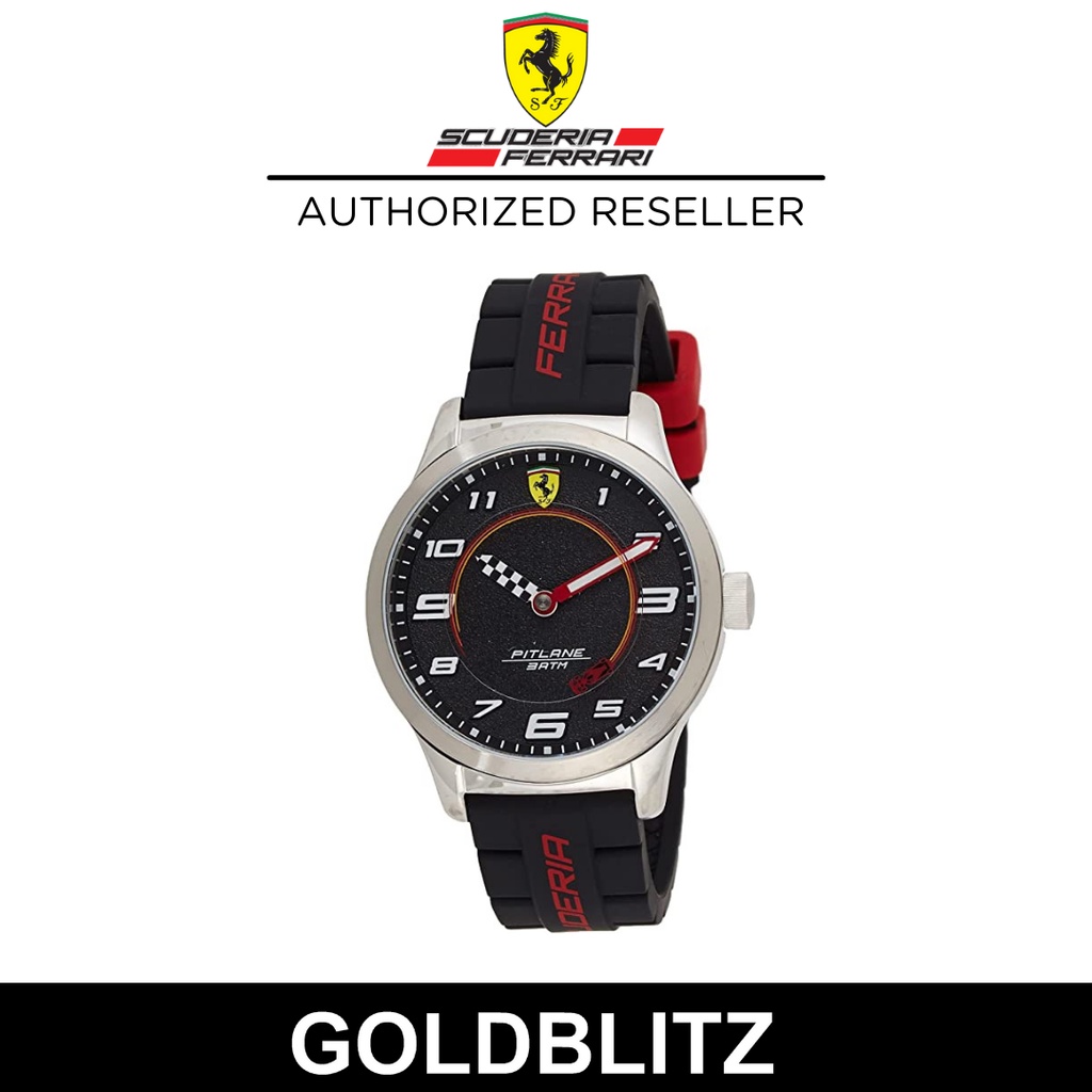 Scuderia Ferrari 870043 นาฬิกาข้อมือ สายซิลิโคน สีดํา สําหรับเด็กผู้ชาย และผู้หญิง