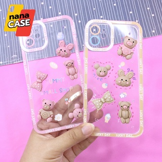 เคสเรียวมี/Realme 5 C35 เคสมือถือนิ่มใสกันกล้อง ซิลิโคน TPU ติดการ์ตูนหมีกระต่ายนูน Diy