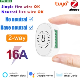 โมดูลสวิตช์ไฟอัจฉริยะ 16A Tuya ZigBee APP 2 ทาง สําหรับ Alexa Home Gateway