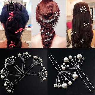 2Pcs หญิงเพิร์ล Faux แต่งงาน Hairpin Clasp คลิปหนีบผม