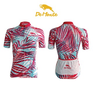 DeMonte Cycling เสื้อจักรยานผู้หญิง ลายใบจาก เนื้อผ้า Microflex ระบายอากาศดีมาก