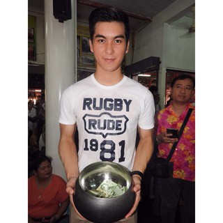 rudedog เสื้อคอกลม ชาย หญิง  รุ่น rugby สีขาว