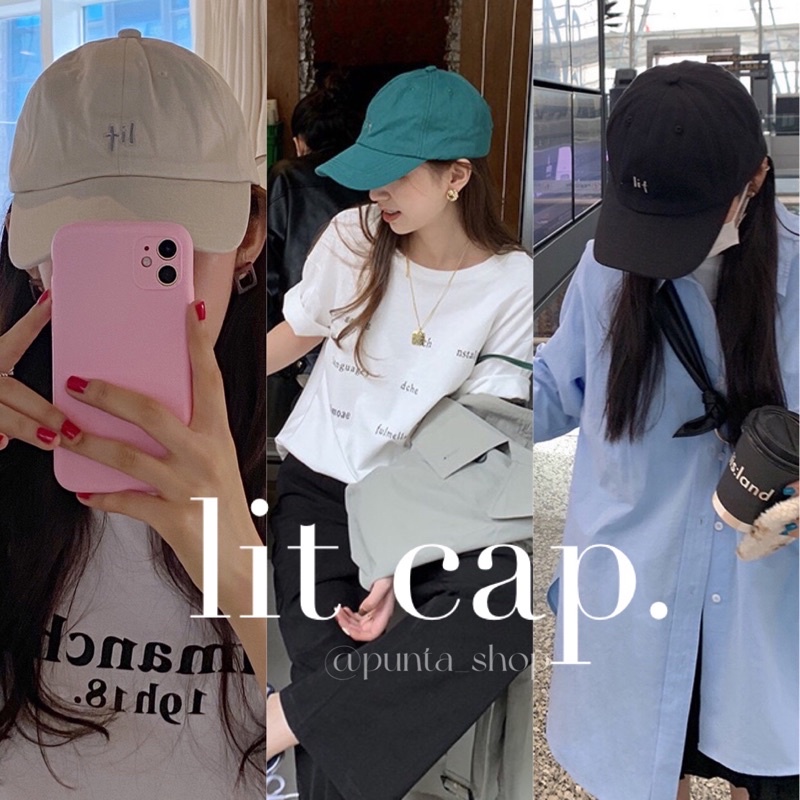 (พร้อมส่ง 🛻) หมวกแก็ป ปัก lit 🐎สีเขียว ครีม ดำ  เกาหลี เกาใจ สวยมาก มีสายปรับระดับหมวกได้