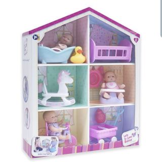 JC Toys Lots to Love Babies - With 3 5" Vinyl Dolls, 6 Accessories, &amp; Reusable Box Playhouse Gift Set