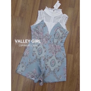 Valley Girl จั้มสูทขาสั้น ผ้าทอ สีฟ้า ไซส์ M