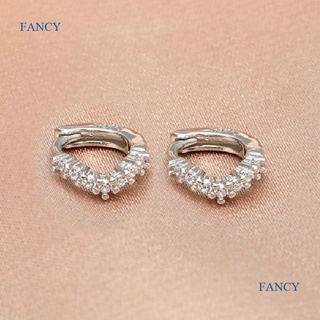 Fancy ต่างหูห่วง ชุบทอง 14K ประดับเพทาย ขนาดเล็ก