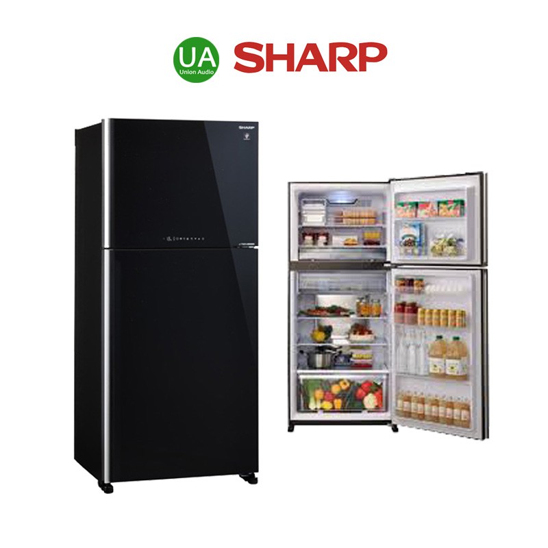 Sharp ตู้เย็น 2 ประตู รุ่น SJ-X550GP -BK 19.8 คิว ระบบระบบกำจัดกลิ่น AG+NANO-DEODORIZER ชั้นวางกระจกใสนิรภัย เเข็งเเรง