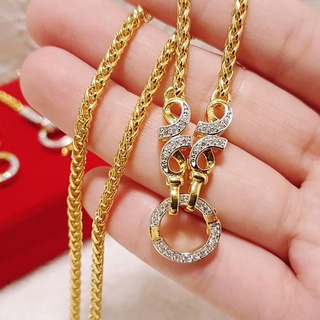 สร้อยเพชรคอบัว ปล้องอินฟินิตี้ ห่วงเพชรเปิดคล้องจี้ได้  ND97N200
