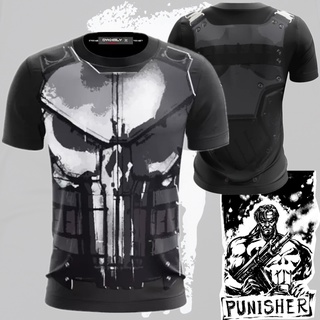 เสื้อยืดแขนสั้น พิมพ์ลายหัวกะโหลกปราสาท Frank Castle แฟชั่นสําหรับผู้ชาย และผู้หญิง