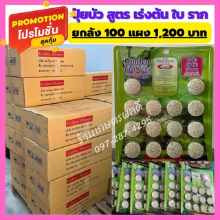 ปุ๋ยบัว ปุ๋ยไม้น้ำ สูตรเร่งต้น ใบ ราก ยกลัง 100 แผง Golden Flowers ช่องาม
