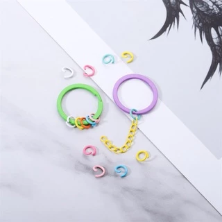 100pcs/lot แหวนแยกโลหะสีลูกกวาดเชื่อมต่อวัสดุอุปกรณ์เสริม DIY