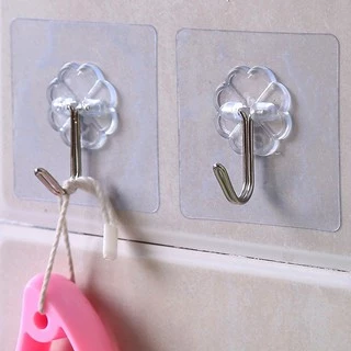 SKY *1set 10pcs* ตะขอติดผนัง ตะขอเอนกประสงค์ 6x6cm ที่แขวนติดผนัง แบบใสไม่ต้องเจาะ ตะขอแขวน ตัวแขวนติดผนัง