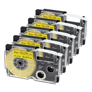 5pcs 9mm XR9YW for Casio printer label tapes black on yellow