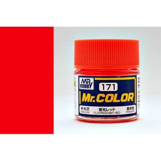 สีสูตรทินเนอร์ Mr.Hobby สีกันเซ่ C171 Fluorescent Red Semi Gloss 10ml