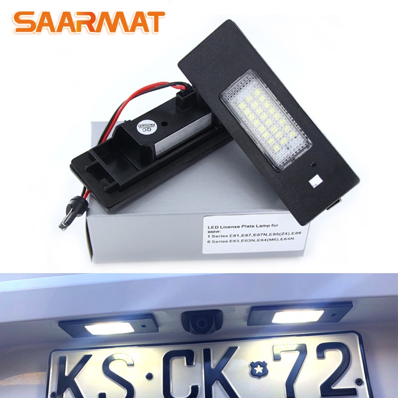 2pcs รถสีขาว Led ป้ายทะเบียนโคมไฟสําหรับ BMW 1 6 Z Series E81 E87 E63 E64 E85 E86 E89 F20 F21 i3 I01