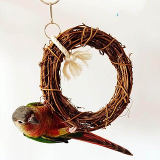 Pets Park Accieey 15cm Parrot Pets Bird Vine Rattan Swing Hanging Climbing Chew Bite Cage Ring Toy 7dSj