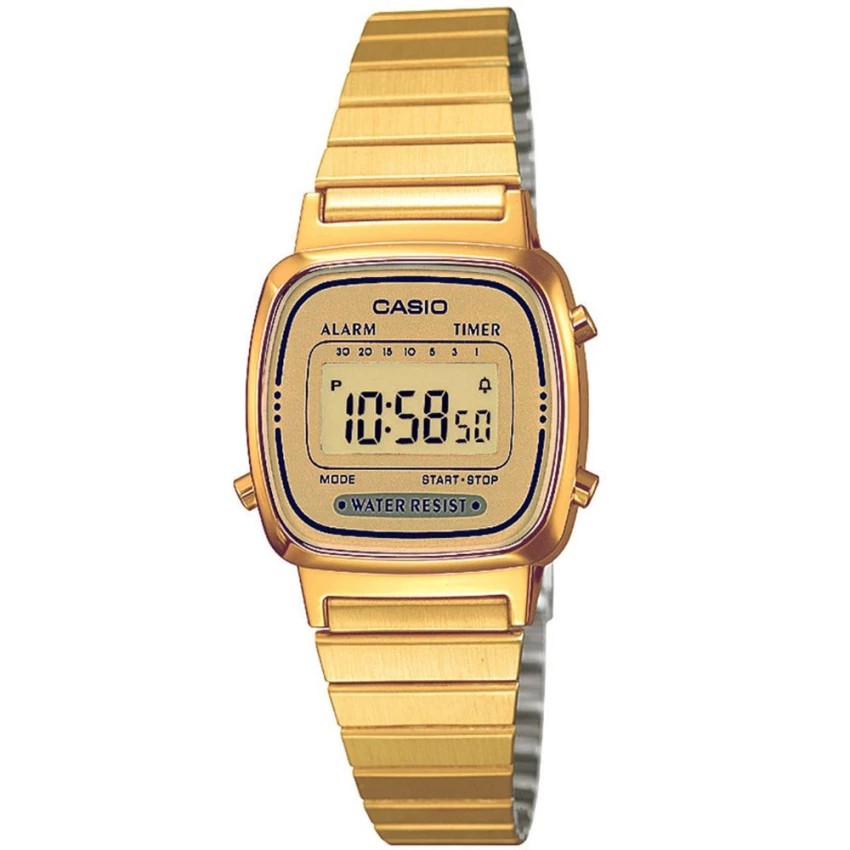 Casio นาฬิกาข้อมือผู้หญิงสาย สแตนเลสสีทอง รุ่น LA-670WGA-9D (Gold) / ประกัน CMG