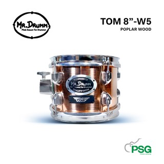 MR.DRUMM : TOM TOM 8” POPLAR WOOD ( 5 LUG ) Pink gold