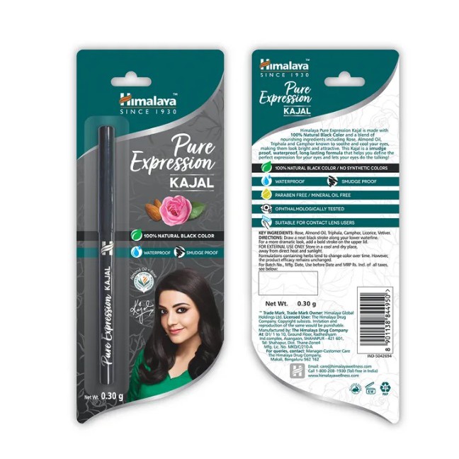 Himalaya Pure Expression Kajal 0.30g ดินสอสมุนไพรเขียนคิ้ว เขียนขอบตาอินเดีย กันน้ำ กันเปื้อน สีดำธร