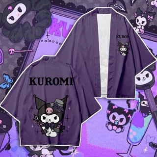 เสื้อคาร์ดิแกนกิโมโนลําลอง ขนาดใหญ่ พิมพ์ลายการ์ตูนอนิเมะ Kuromi My Melody Haori เหมาะกับทุกเพศ