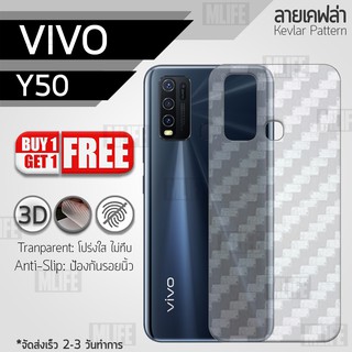 MLIFE - ฟิล์มหลัง Vivo Y50 / Y30 ฟิล์มเคฟล่า ฟิล์มใส ฟิล์มหลังเครื่อง ฟิล์มกันรอย ฟิล์ม - Kevlar Screen Protector