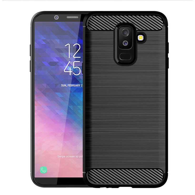 Samsung Galaxy A6 Plus 2018 Case Armor Carbon Fiber TPU Soft Silicone Back Cover Phone Casing