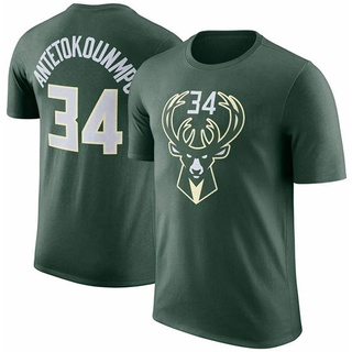 เสื้อยืด พิมพ์ลายบาสเก็ตบอล Milwaukee Bucks Giannis Antetokounmpo 34 Nba 2021