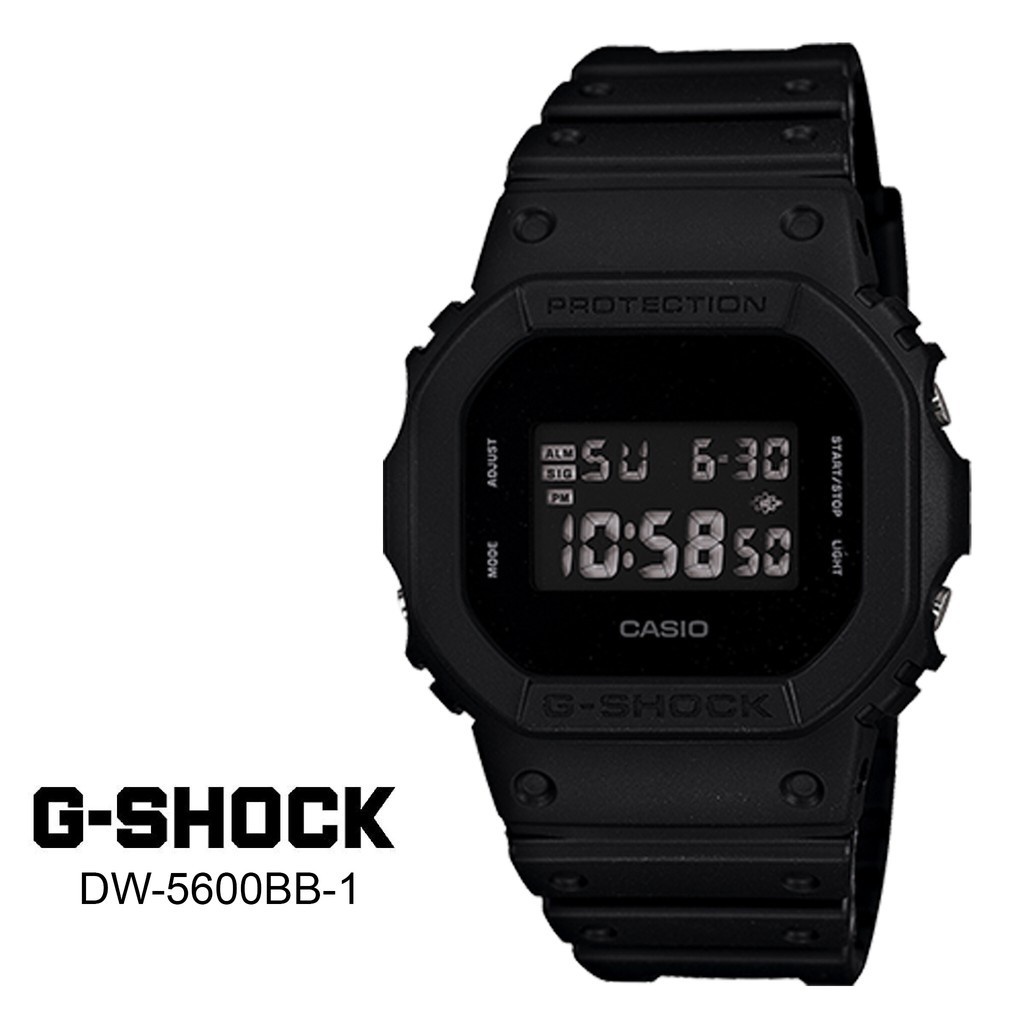 นาฬิกาดิจิตอล นาฬิกาข้อมือผู้ชาย Casio G-Shock นาฬิกาข้อมือผู้ชาย สายเรซิ่น รุ่น DW-5600BB-1 - สีดำ（จัดส่งพร้อมกล่องคู
