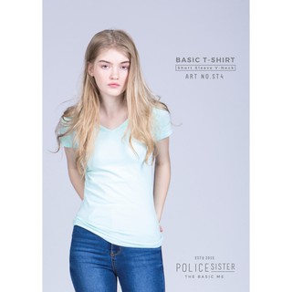 เสื้อแขนสั้น คอวี Police Sister ST4