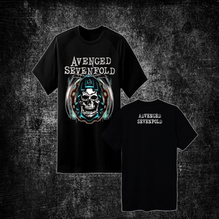 [พร้อมส่ง] เสื้อยืดวง Avenged Sevenfold  ไม่มีตะเข็บข้าง คอกลมสีดำ Cotton100%