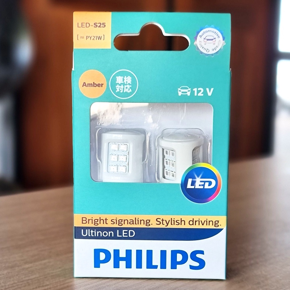หลอดไฟเลี้ยว Philips Ultinon LED 12V PY21W สีเหลืองอำพัน Amber