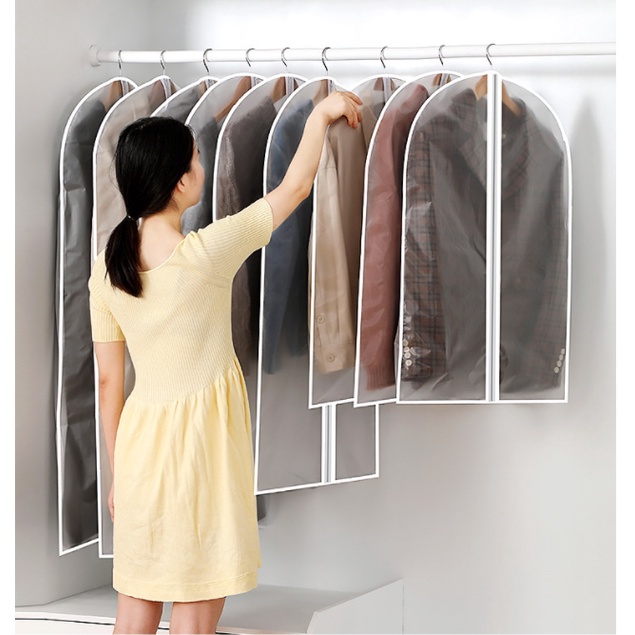 ถุงคลุมเสื้อผ้า ถุงใส่สูท สีขาวขุ่น สำหรับกันฝุ่นเกาะเสื้อผ้า