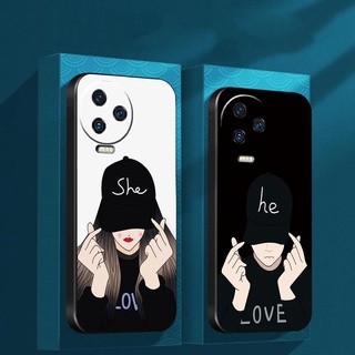 เคสโทรศัพท์มือถือ ซิลิโคนนิ่ม TPU ลายคู่รักน่ารัก สีดํา สําหรับ Infinix Note 12 Pro 4G X676B 304