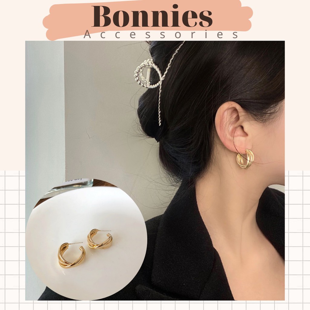 Bonnies Accessories ต่างหูและต่างหูวงกลมอ่อนโยนสไตล์เกาหลี (BA301)