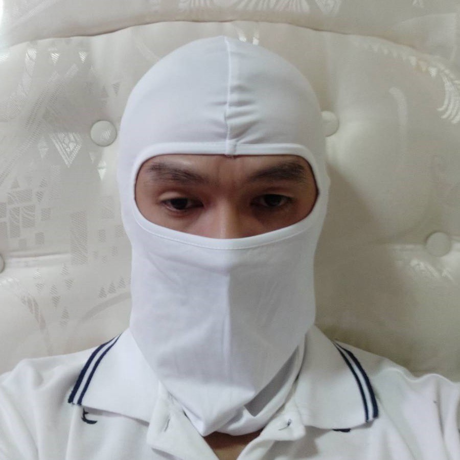 โม่ง ผ้าคลุมหน้า ช่วยป้องกันแดดและฝุ่นควัน คลุมศรีษะ หน้ากาก หมวกผ้า โม่งคลุมหัว เนื้อผ้า Rayon Spandex (สีขาว) ราคา ถูกที่สุด ดีลบีเคเค แกลเลอรีภาพที่ 4